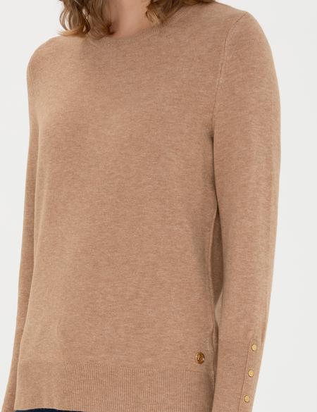 Bej Slim Fit Bisiklet Yaka Kazak - 50276205057