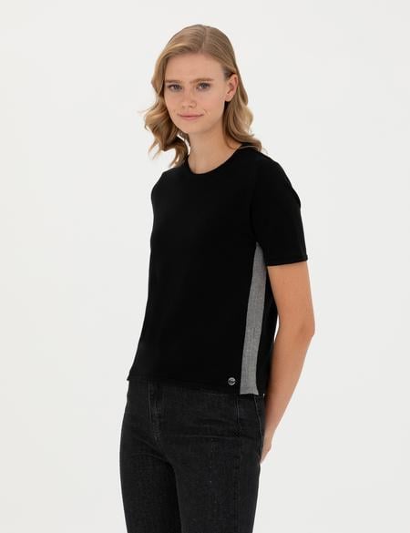 Siyah Slim Fit Bisiklet Yaka Tişört - 50278909014