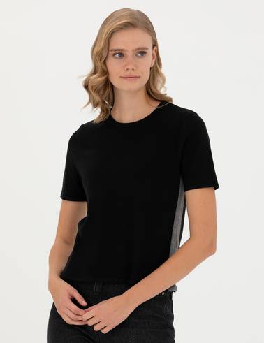 Siyah Slim Fit Bisiklet Yaka Tişört