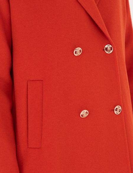 Kırmızı Comfort Fit Kaşe Kaban - 50272236027