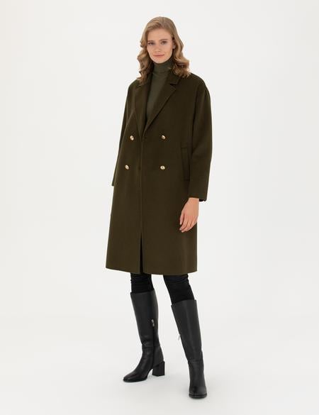 Haki Comfort Fit Kaşe Kaban - 50272236047