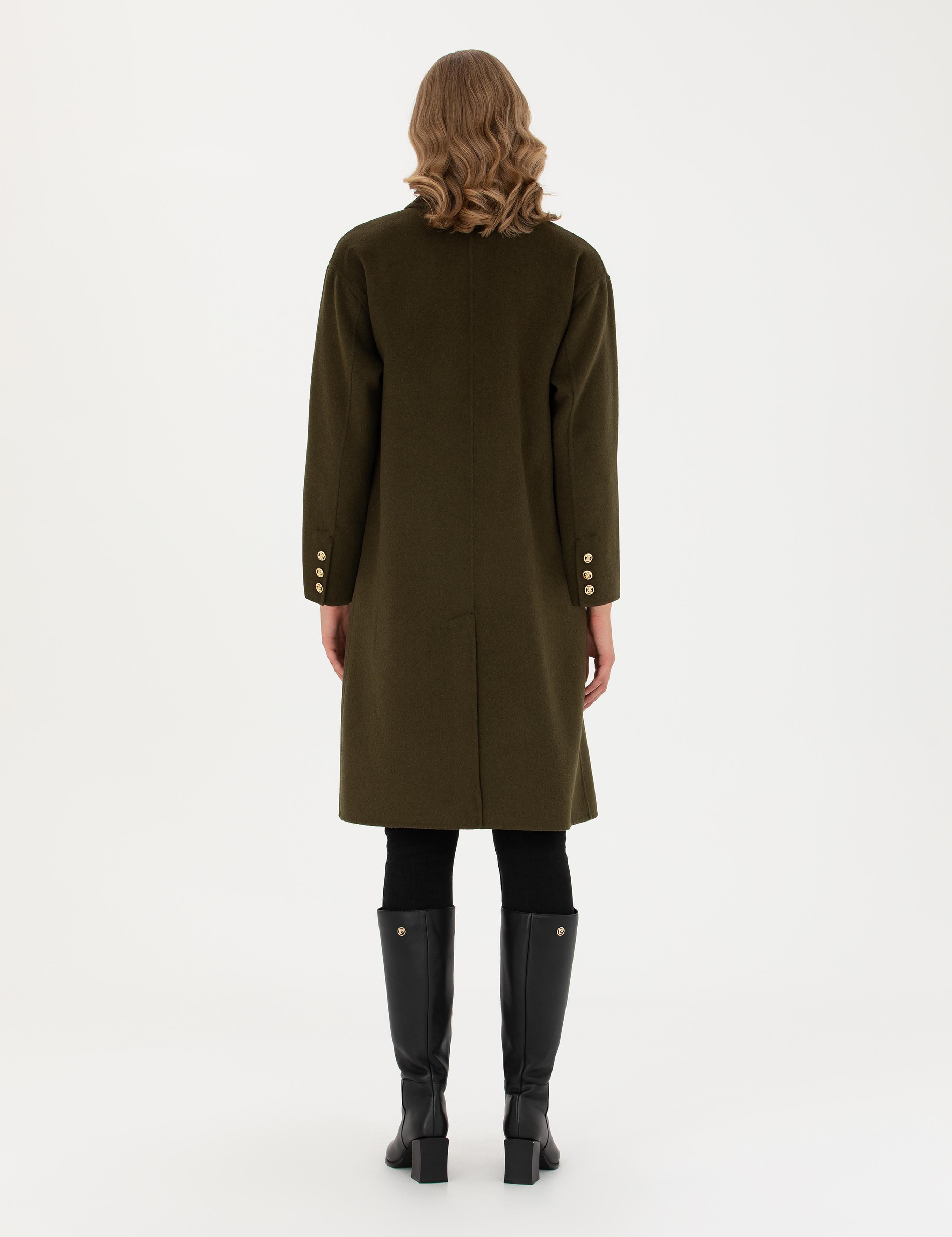 Haki Comfort Fit Kaşe Kaban