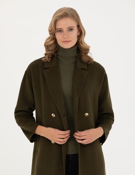 Haki Comfort Fit Kaşe Kaban - 50272236047