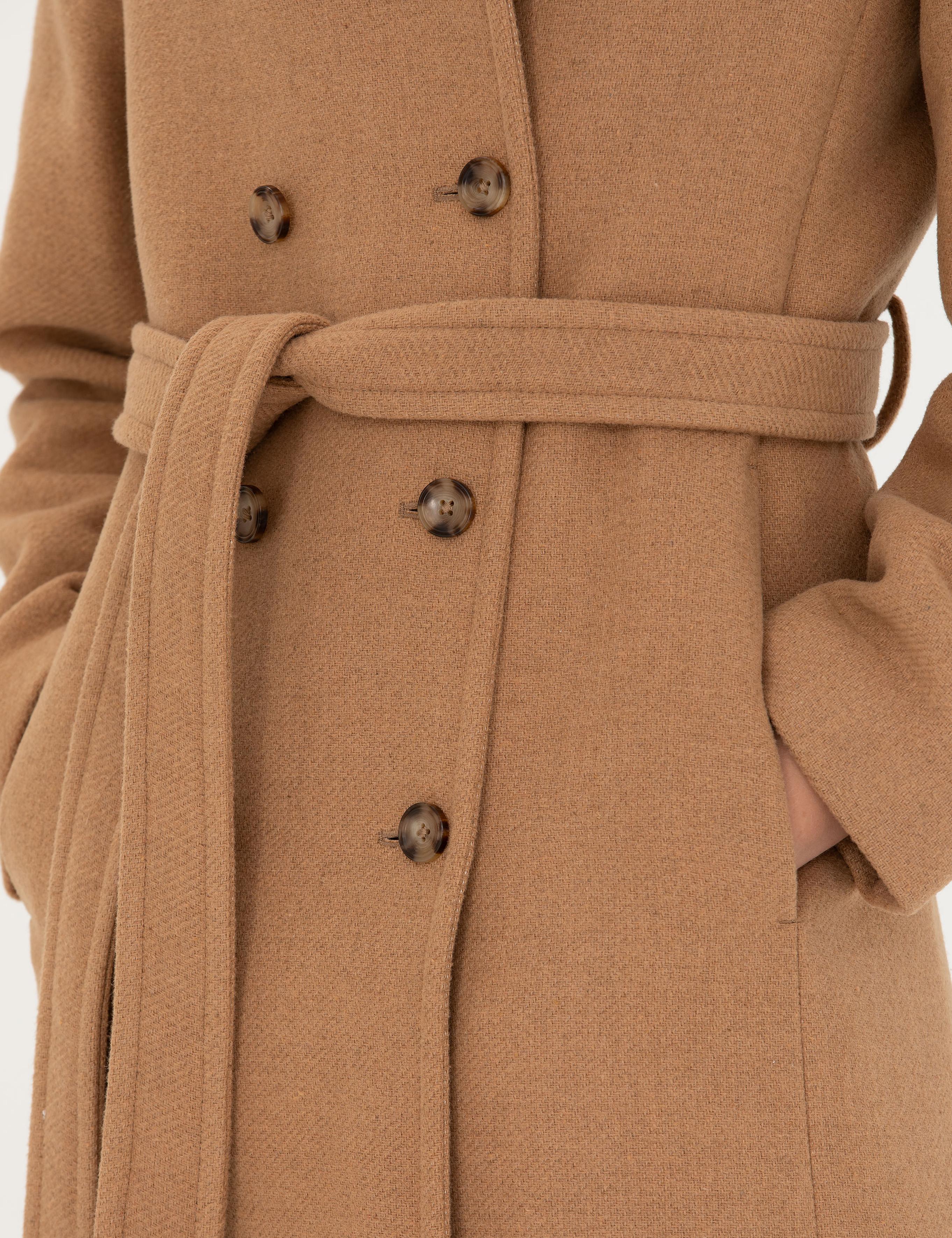 Bej Slim Fit Kaşe Kaban