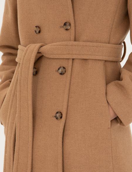 Bej Slim Fit Kaşe Kaban - 50272237001