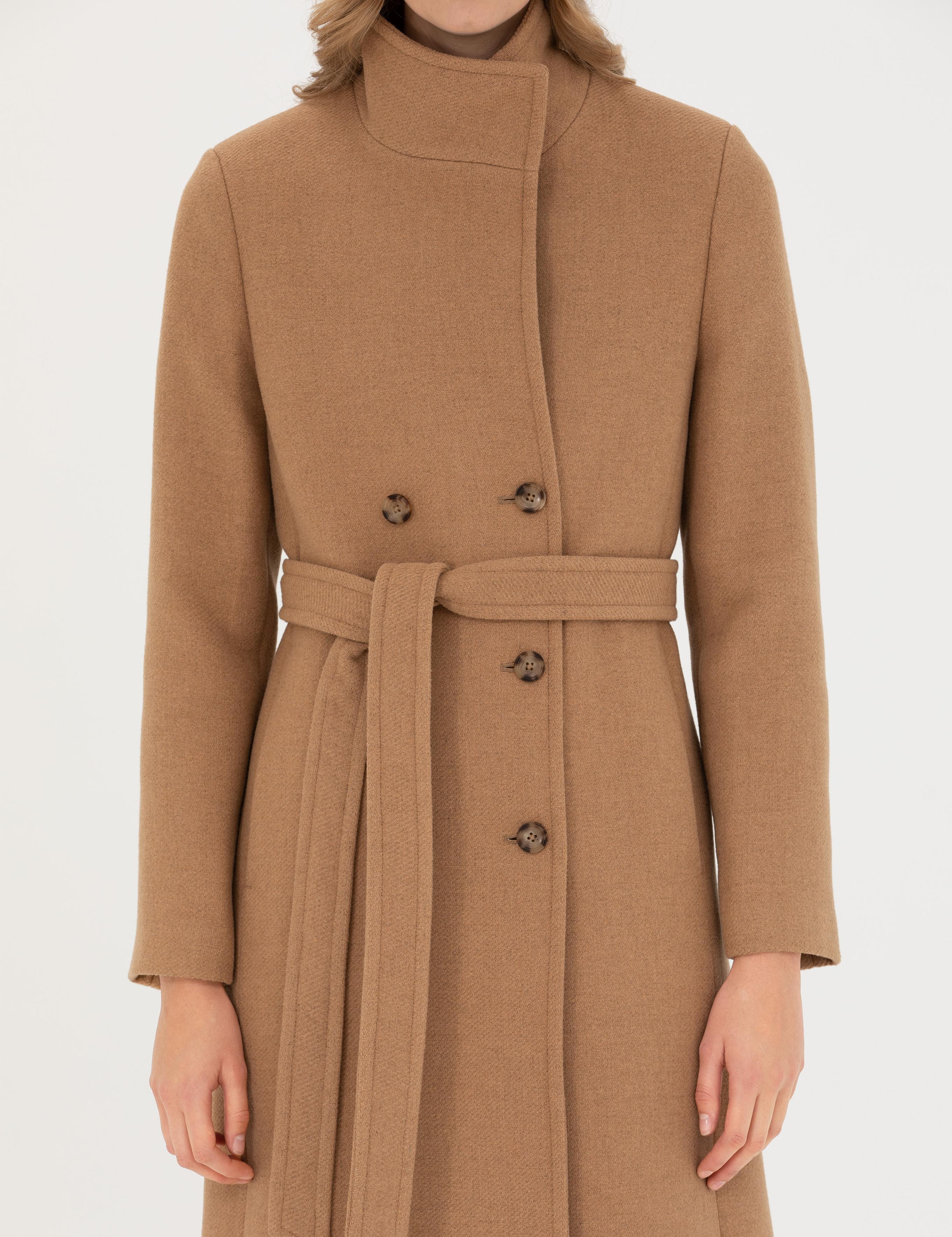 Bej Slim Fit Kaşe Kaban