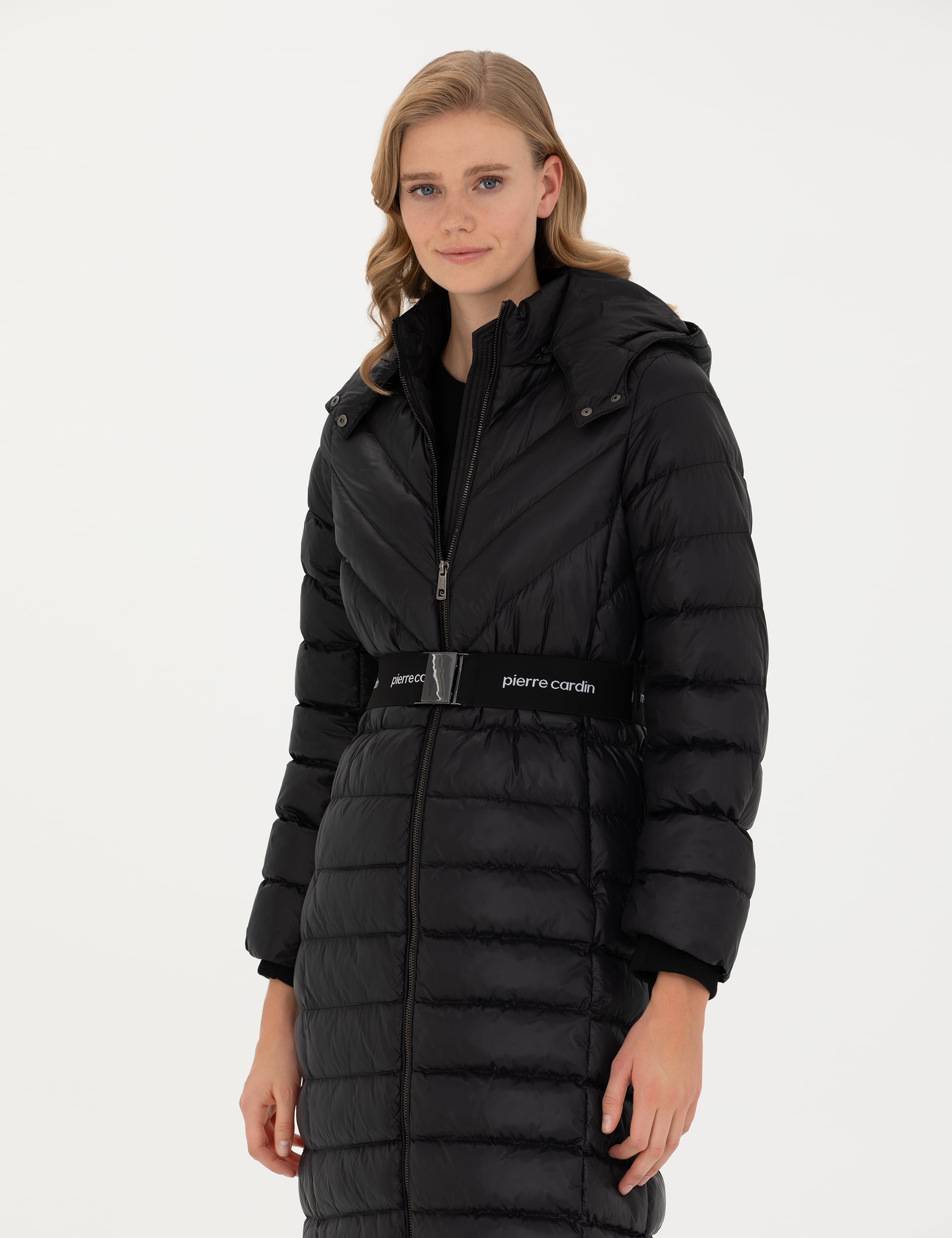 Pierre Cardin Siyah Kapüşonlu Kaban görsel 3