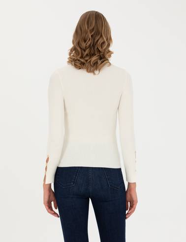 Ekru Extra Slim Fit Balıkçı Yaka Kazak