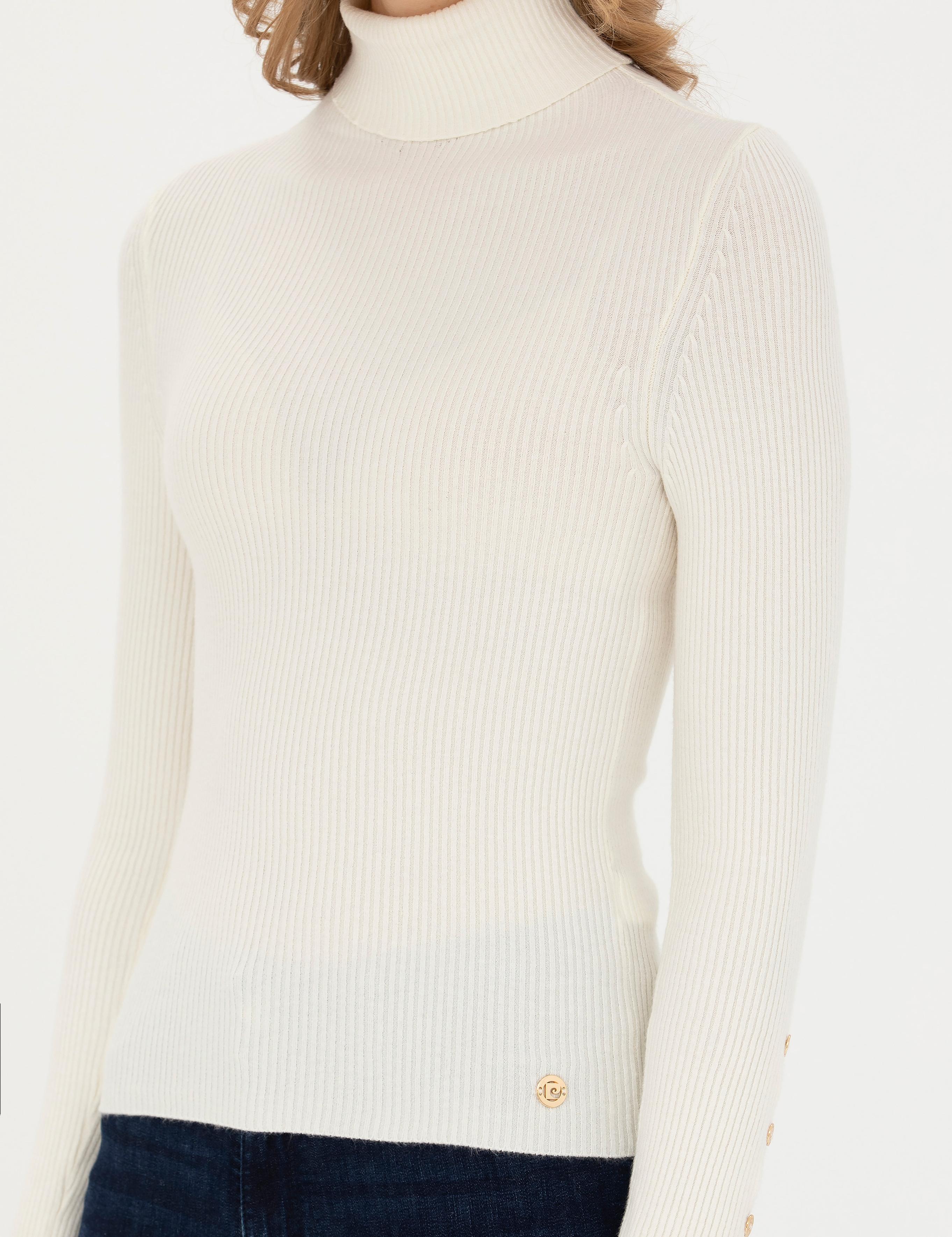 Ekru Ex. Slim Fit Balıkçı Yaka Kazak