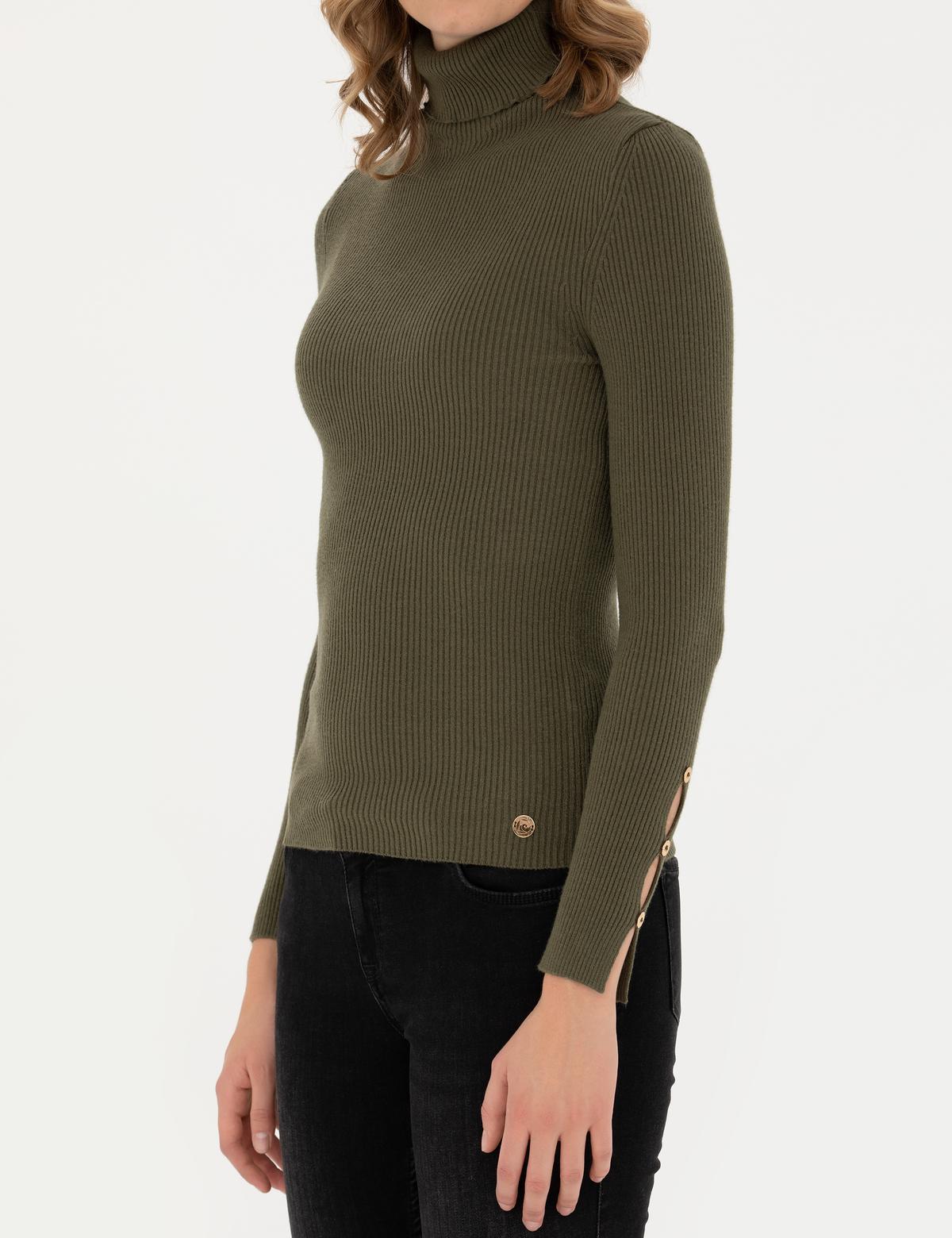 Haki Ekstra Slim Fit Balıkçı Yaka Triko Kazak - 50276230080