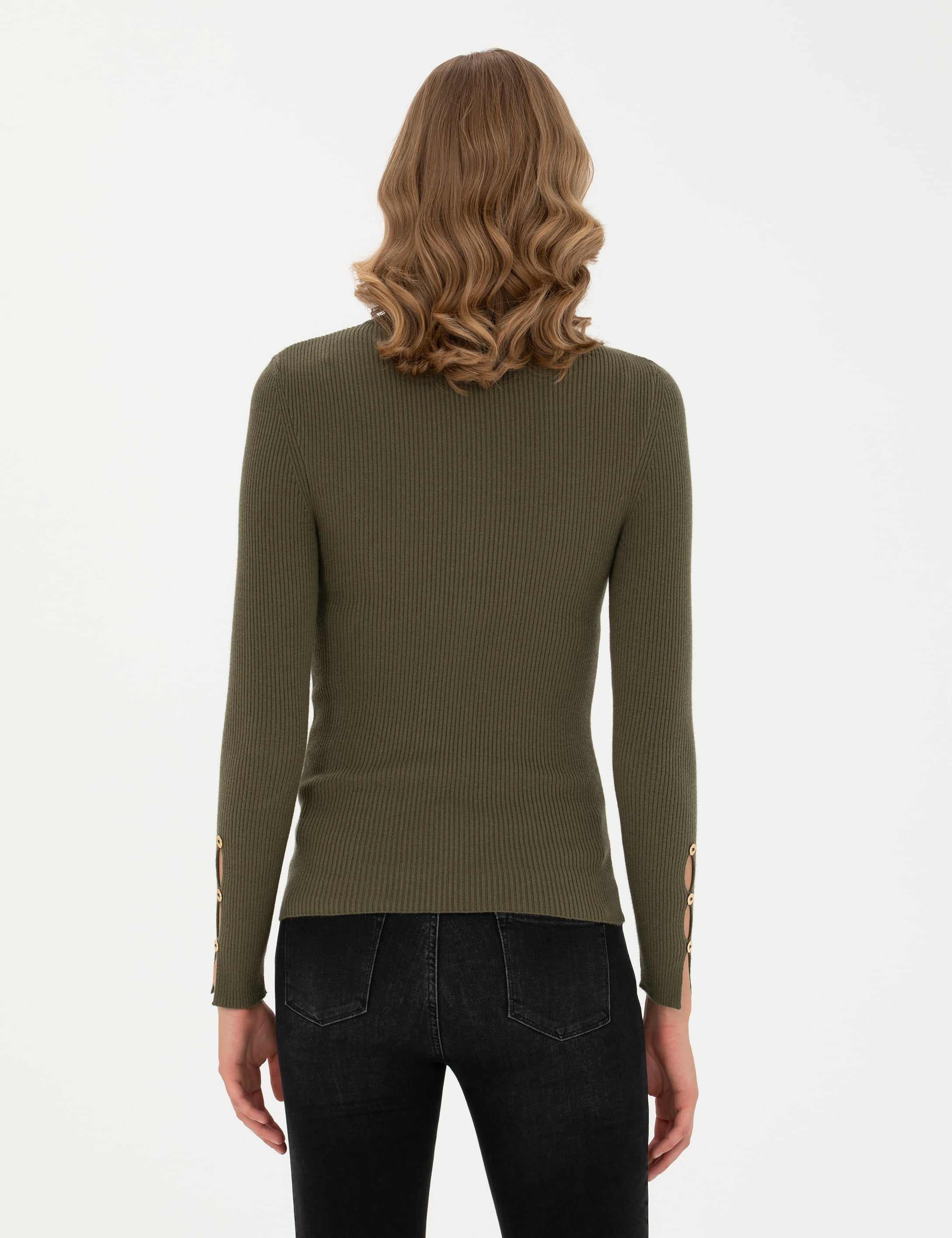 Haki Ekstra Slim Fit Balıkçı Yaka Triko Kazak