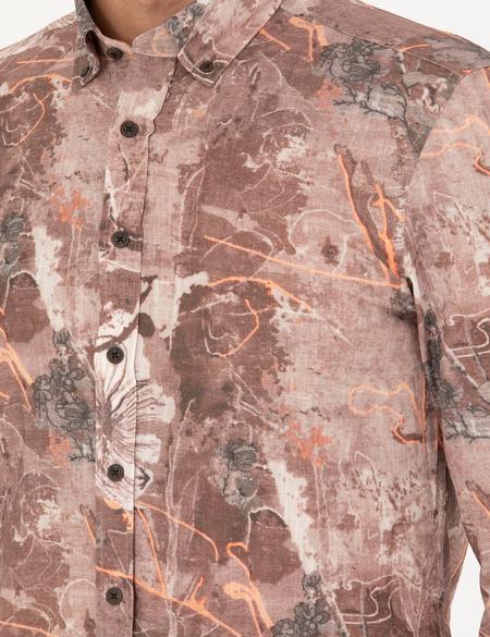 Açık Kahverengi Slim Fit Uzun Kollu Gömlek - 50266599026