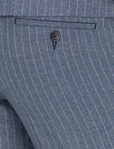 Koyu Mavi Ex. Slim Fit Çizgili Takım Elbise