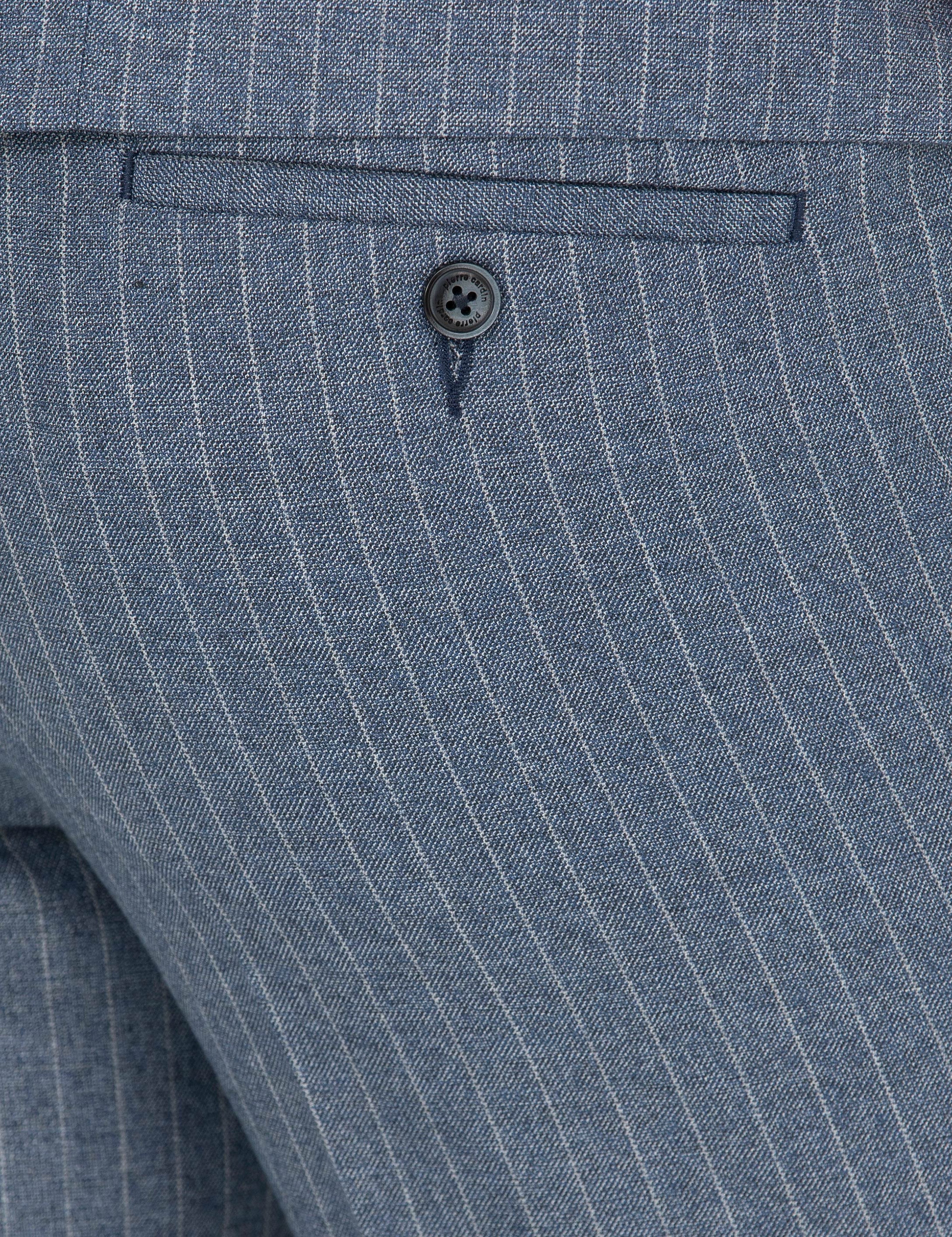 Koyu Mavi Ex. Slim Fit Çizgili Takım Elbise
