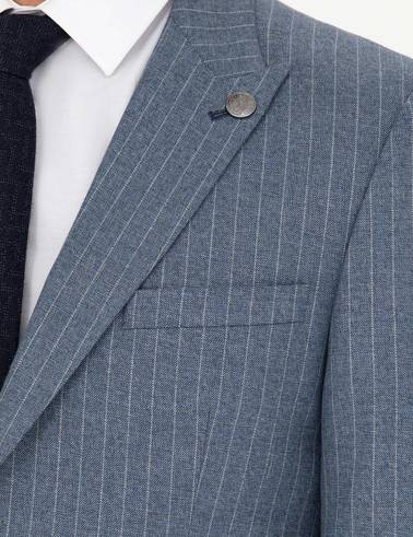Koyu Mavi Ex. Slim Fit Çizgili Takım Elbise