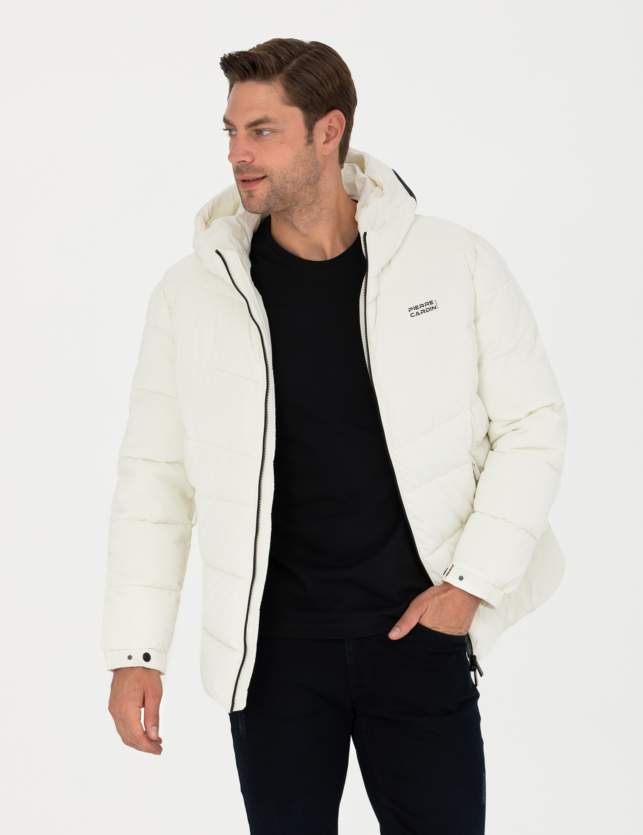 Pierre Cardin Ekru Kapüşonlu Spor Mont görsel 3