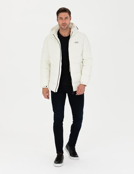 Ekru Kapüşonlu Spor Mont - 50272325038