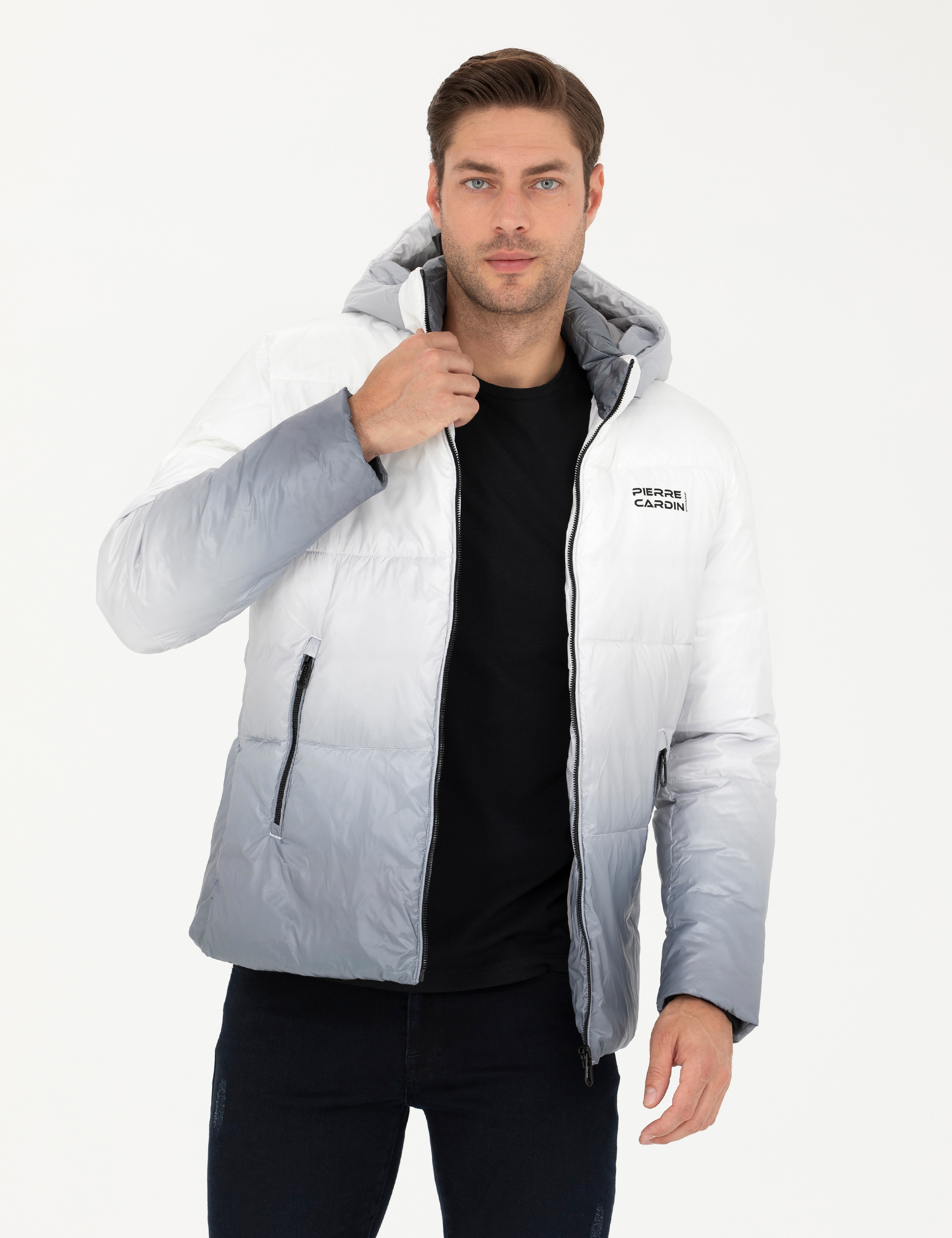 Gri Kapüşonlu Spor Mont