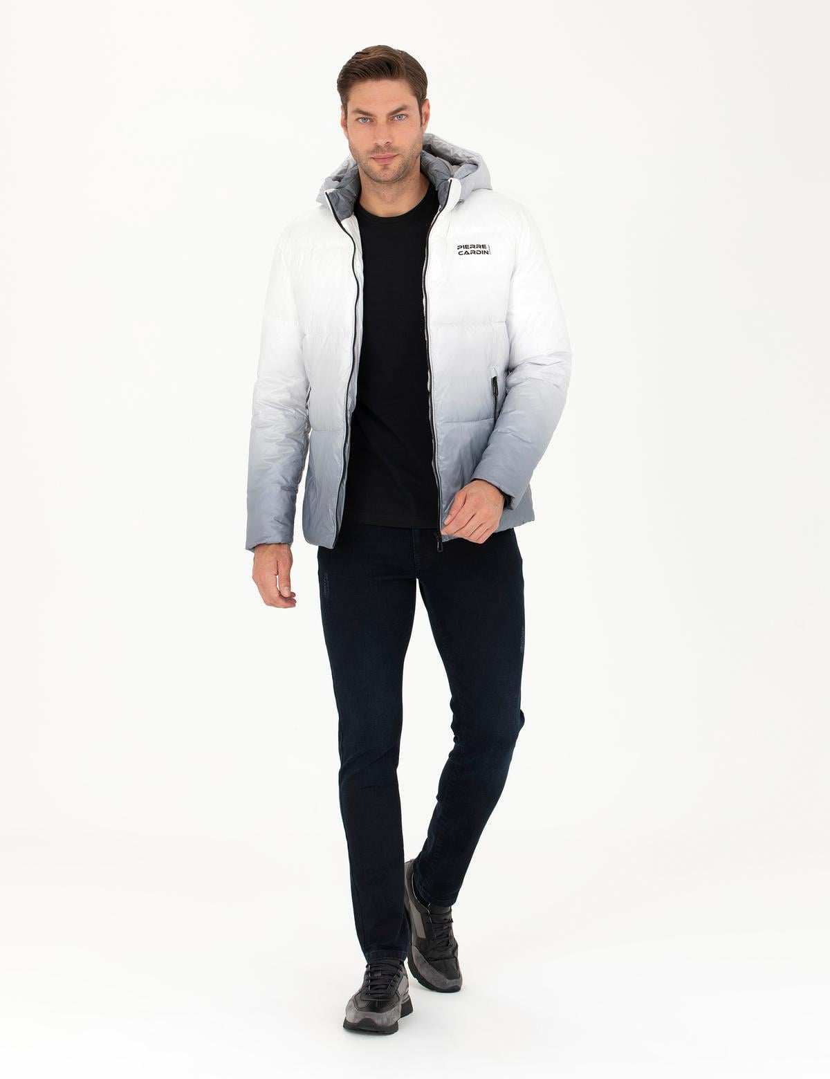 Gri Kapüşonlu Spor Mont - 50272840032