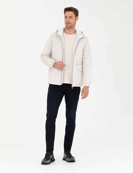Ekru Kapişonlu Baharlık Mevsimlik Mont - 50273114011