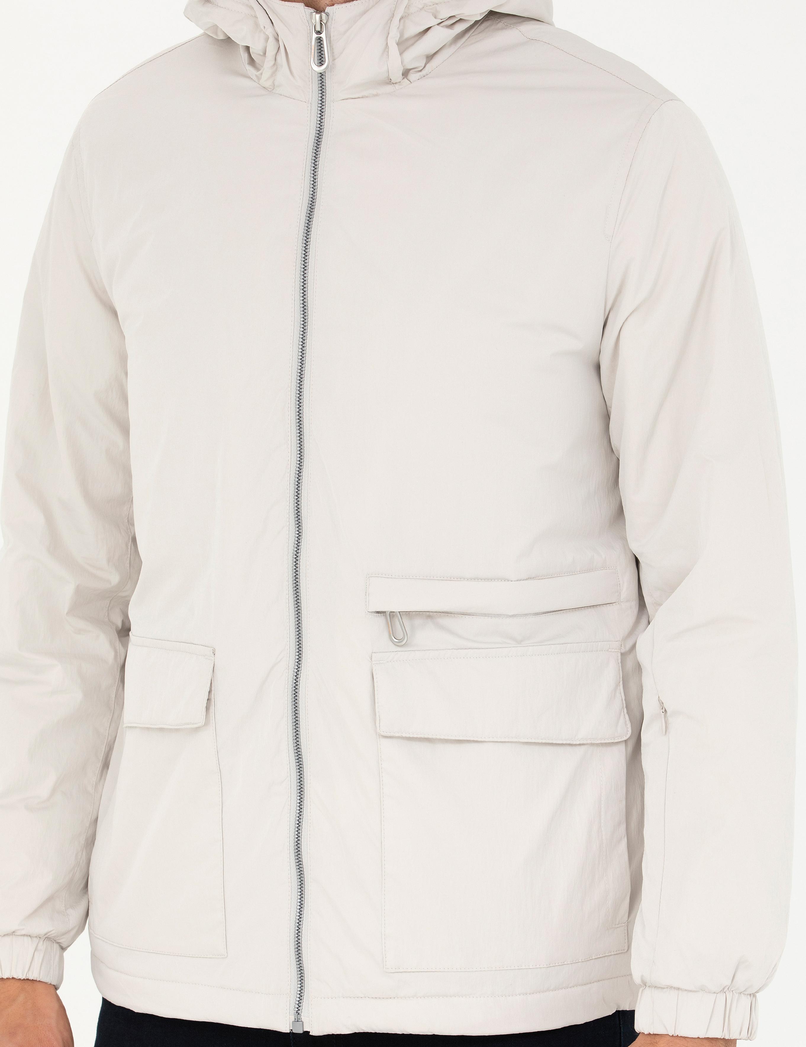 Ekru Kapişonlu Baharlık Mevsimlik Mont