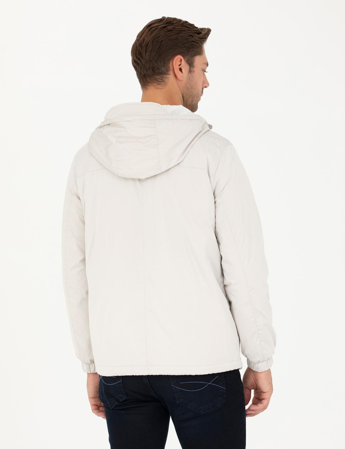 Ekru Kapişonlu Baharlık Mevsimlik Mont - 50273114011