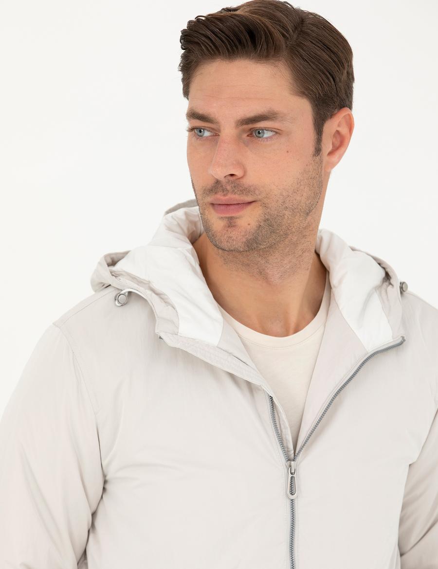 Ekru Kapişonlu Baharlık Mevsimlik Mont