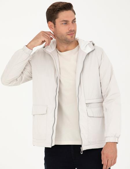 Ekru Kapişonlu Baharlık Mevsimlik Mont - 50273114011