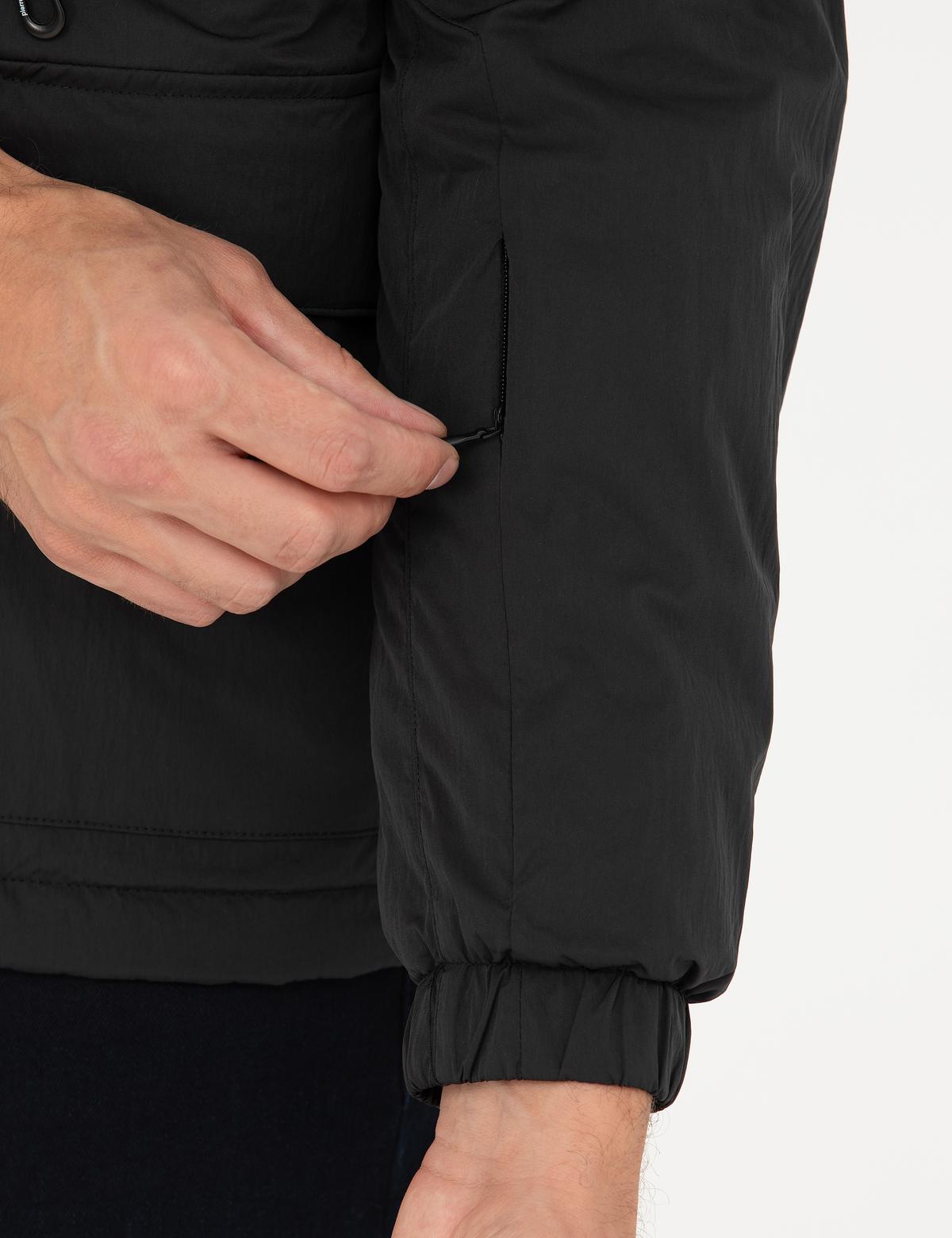 Siyah Kapişonlu Baharlık Mevsimlik Mont - 50273114022