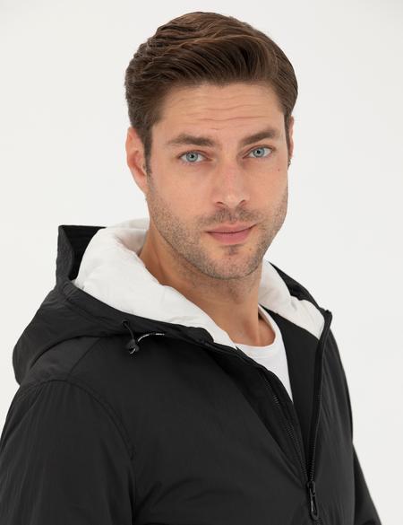 Siyah Kapişonlu Baharlık Mevsimlik Mont - 50273114022