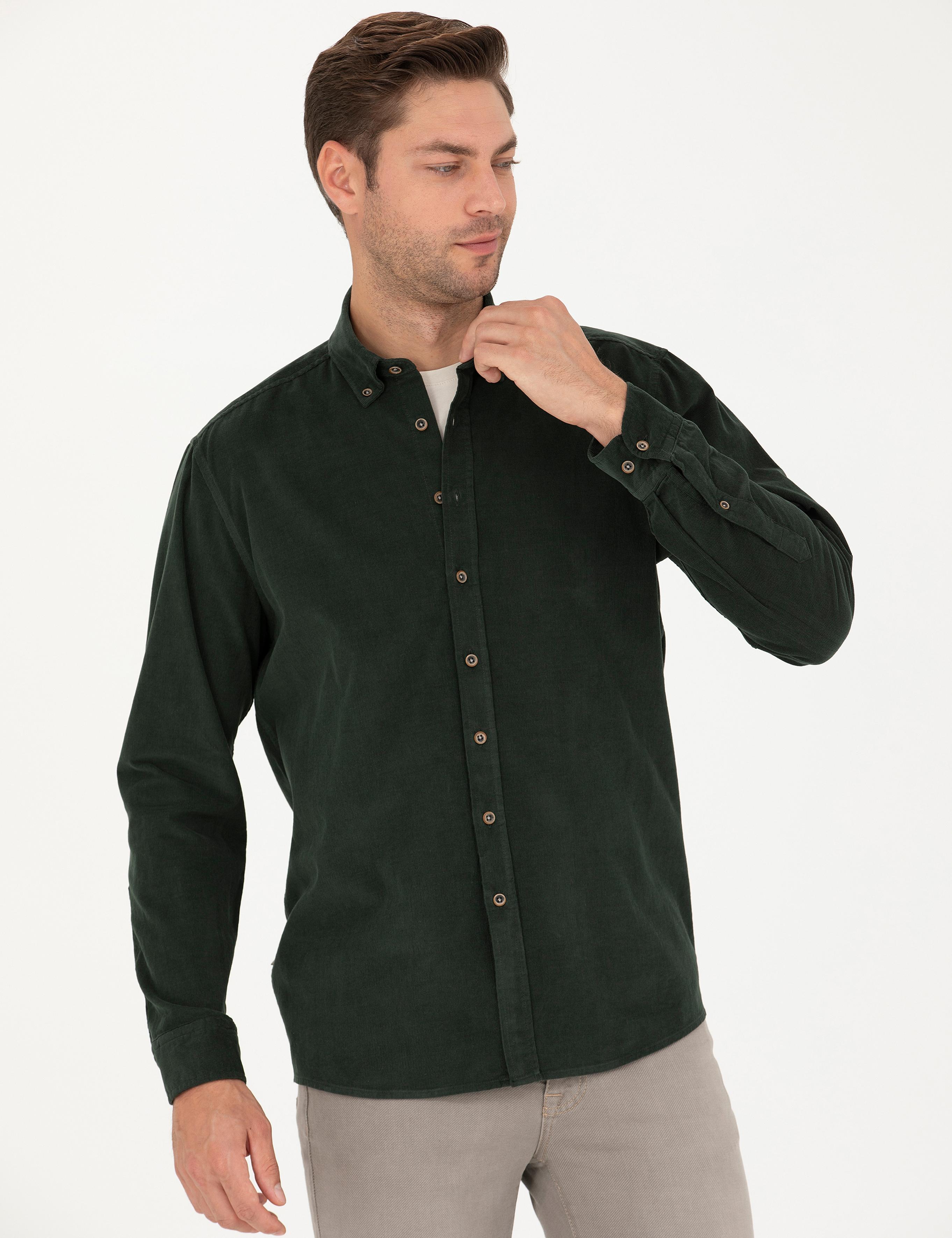 Haki Regular Fit Uzun Kollu Gömlek