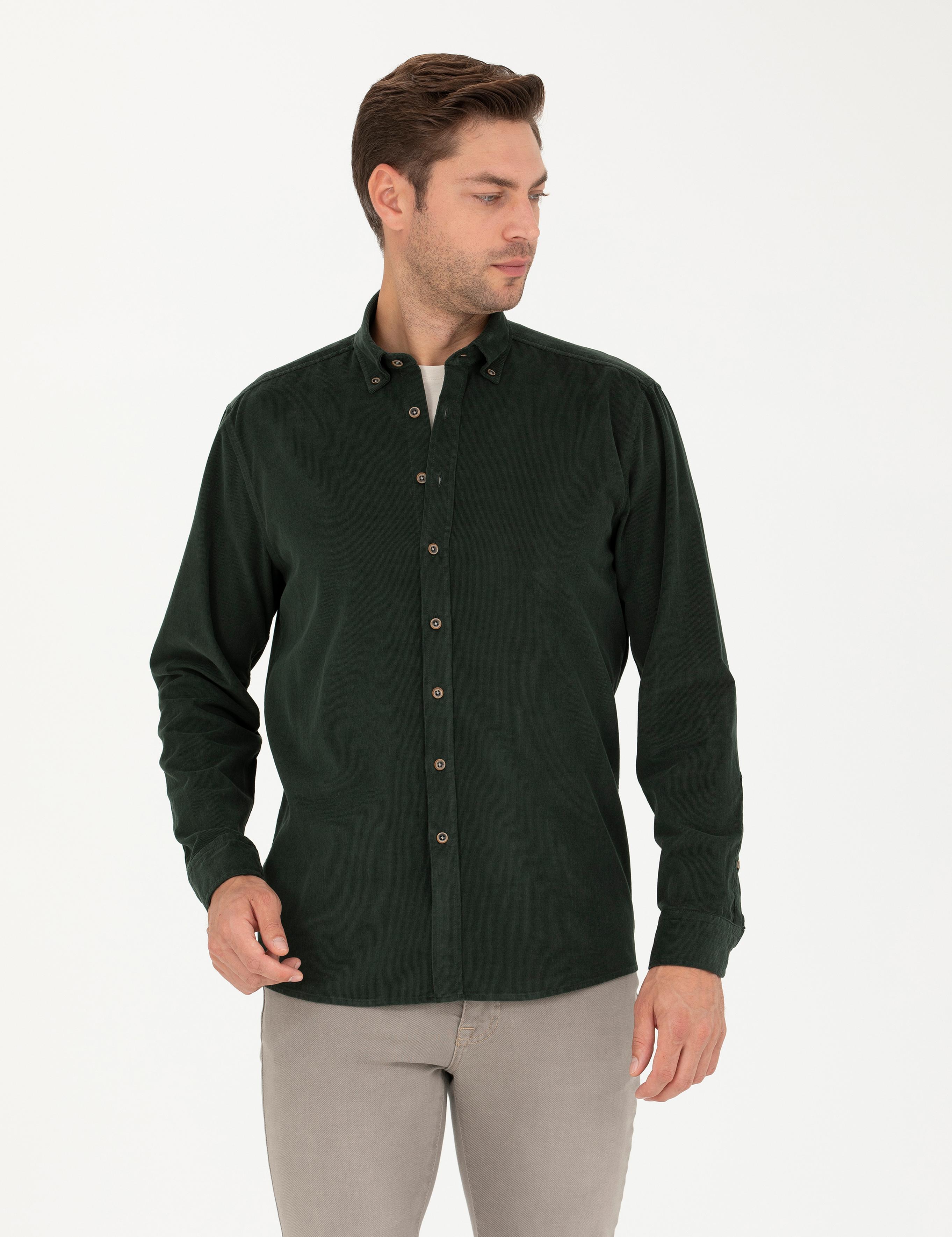 Haki Regular Fit Uzun Kollu Gömlek