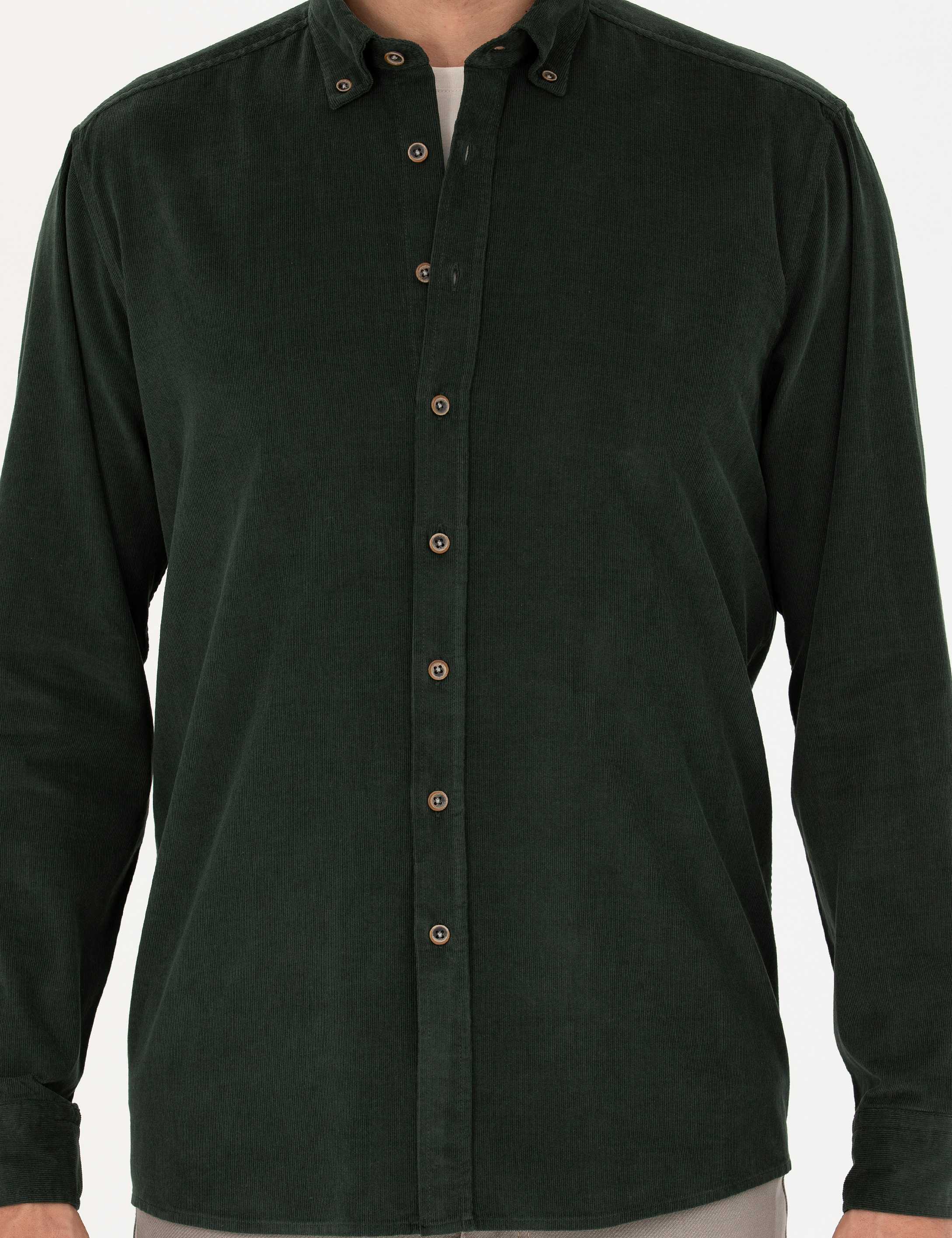 Pierre Cardin Haki Regular Fit Uzun Kollu Gömlek görsel 6