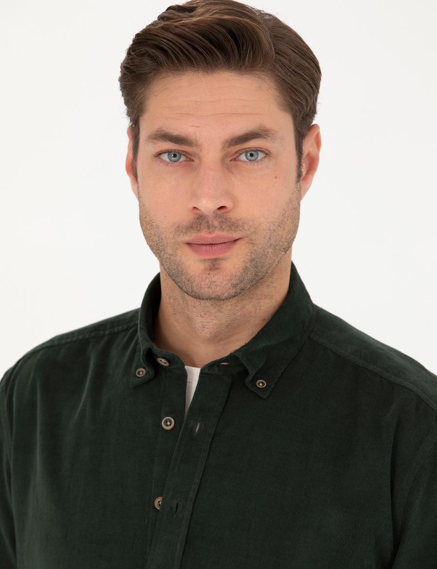 Haki Regular Fit Uzun Kollu Gömlek