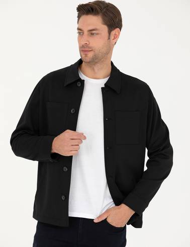Siyah Regular Fit Gömlek Ceket
