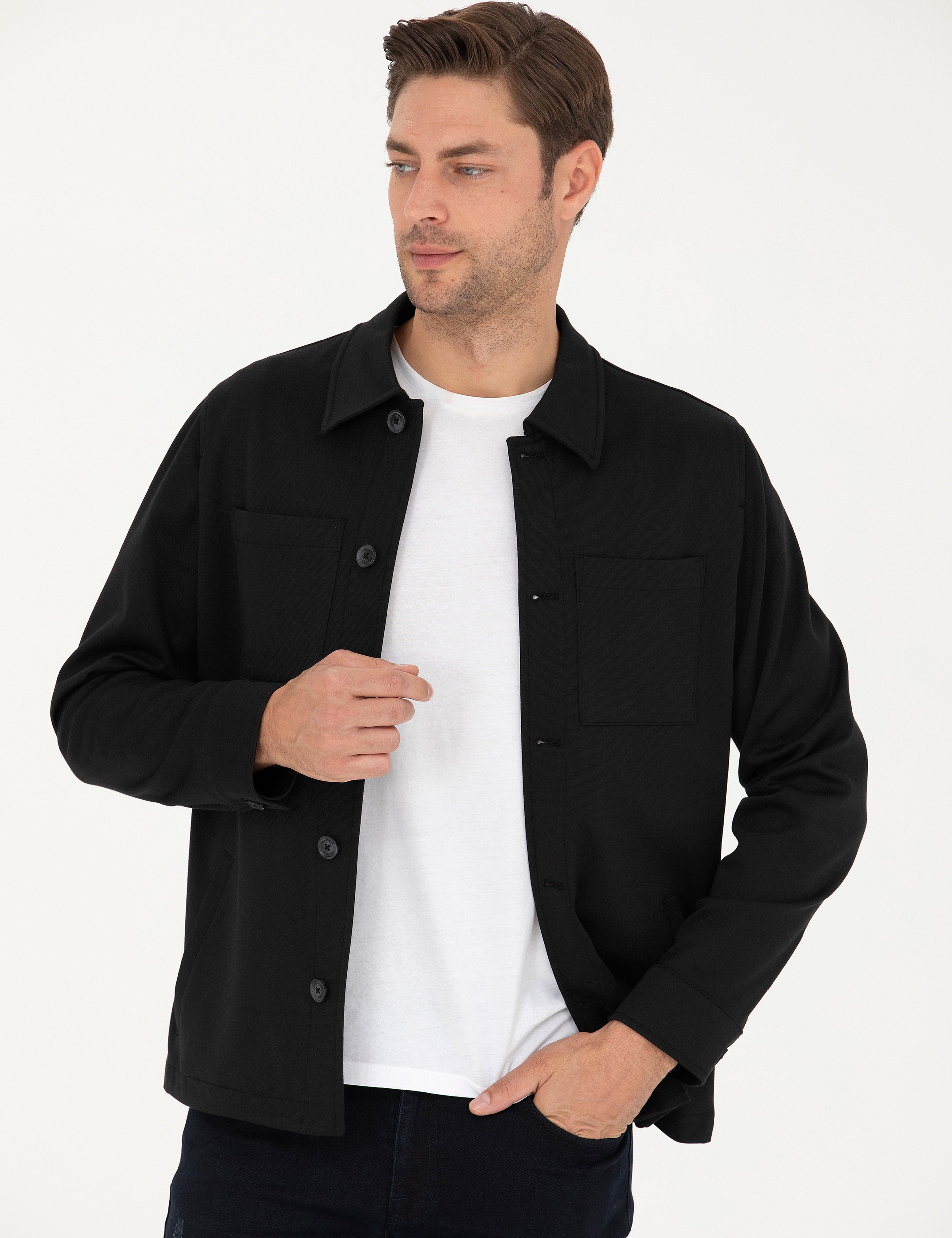 Siyah Regular Fit Gömlek Ceket