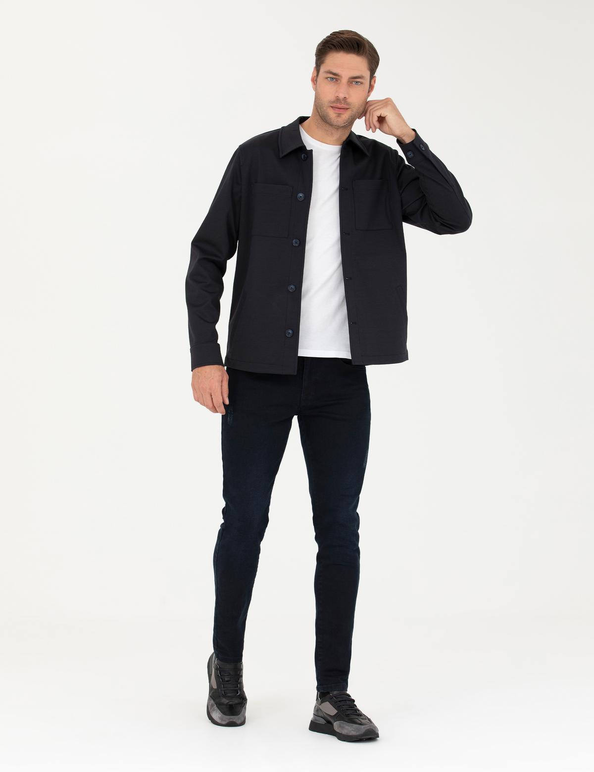 Lacivert Regular Fit Gömlek Ceket - 50287473038