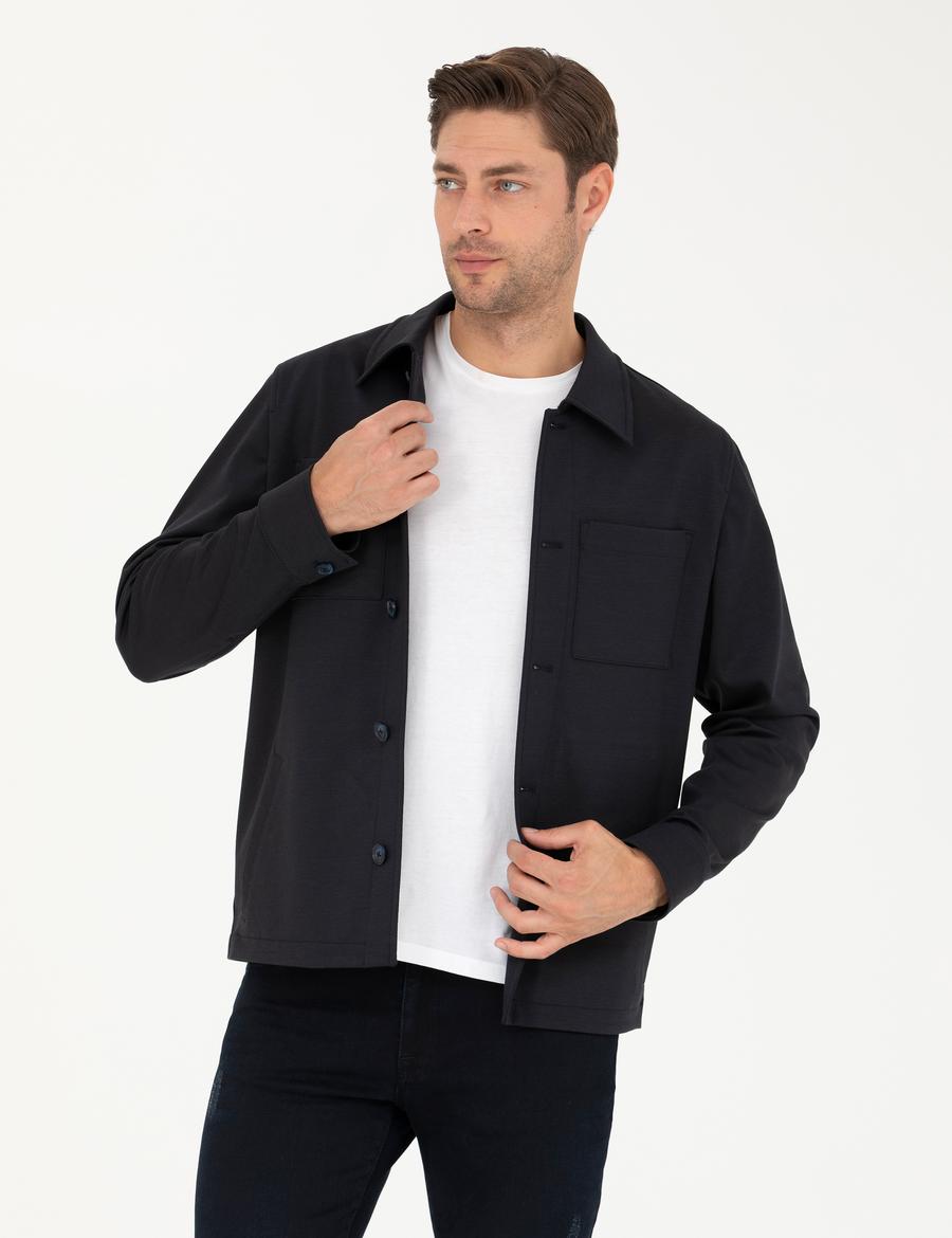 Lacivert Regular Fit Gömlek Ceket