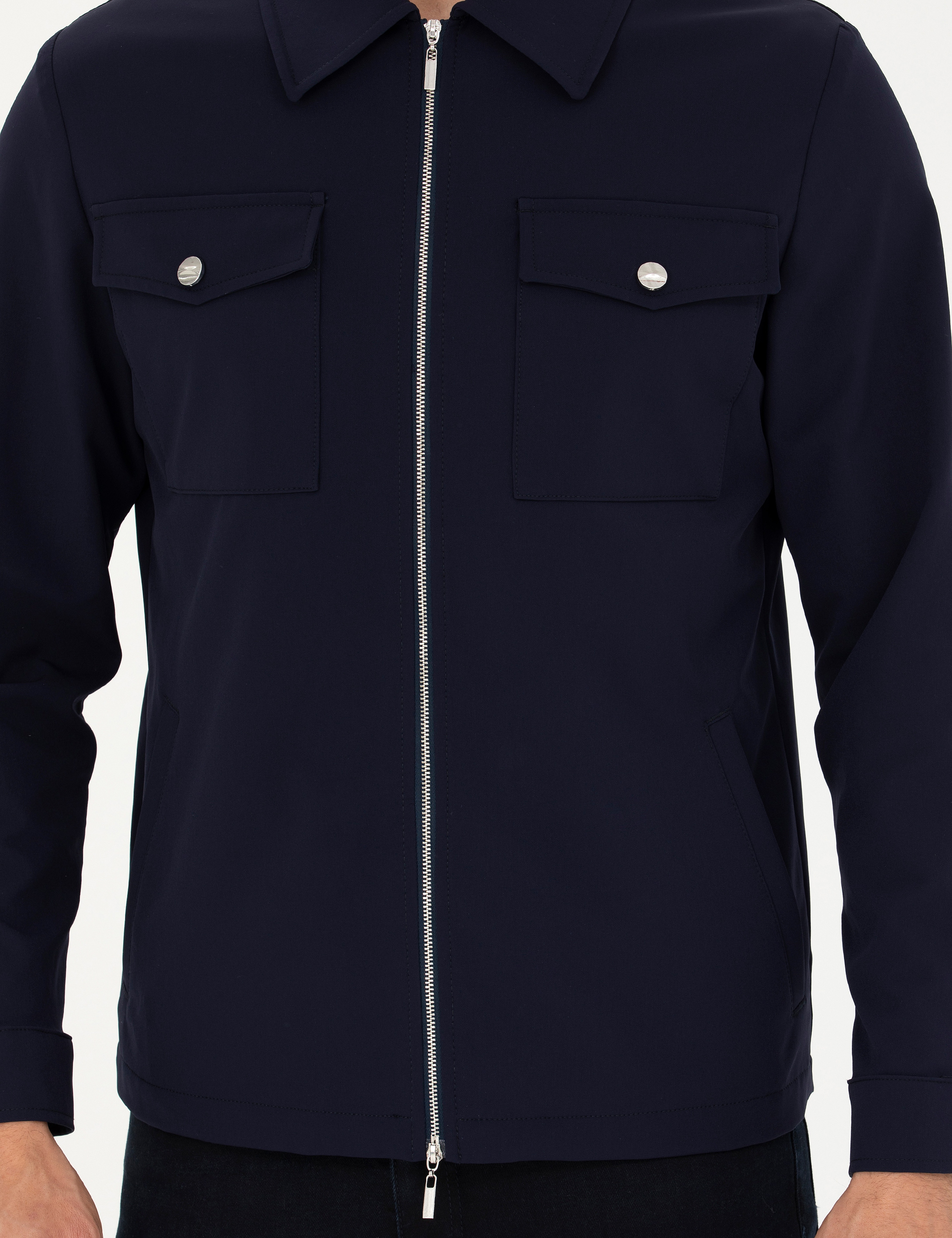 Lacivert Regular Fit Fermuarlı Ceket - Image 6