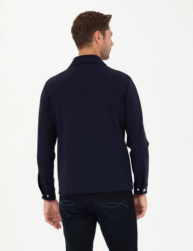 Lacivert Regular Fit Fermuarlı Ceket