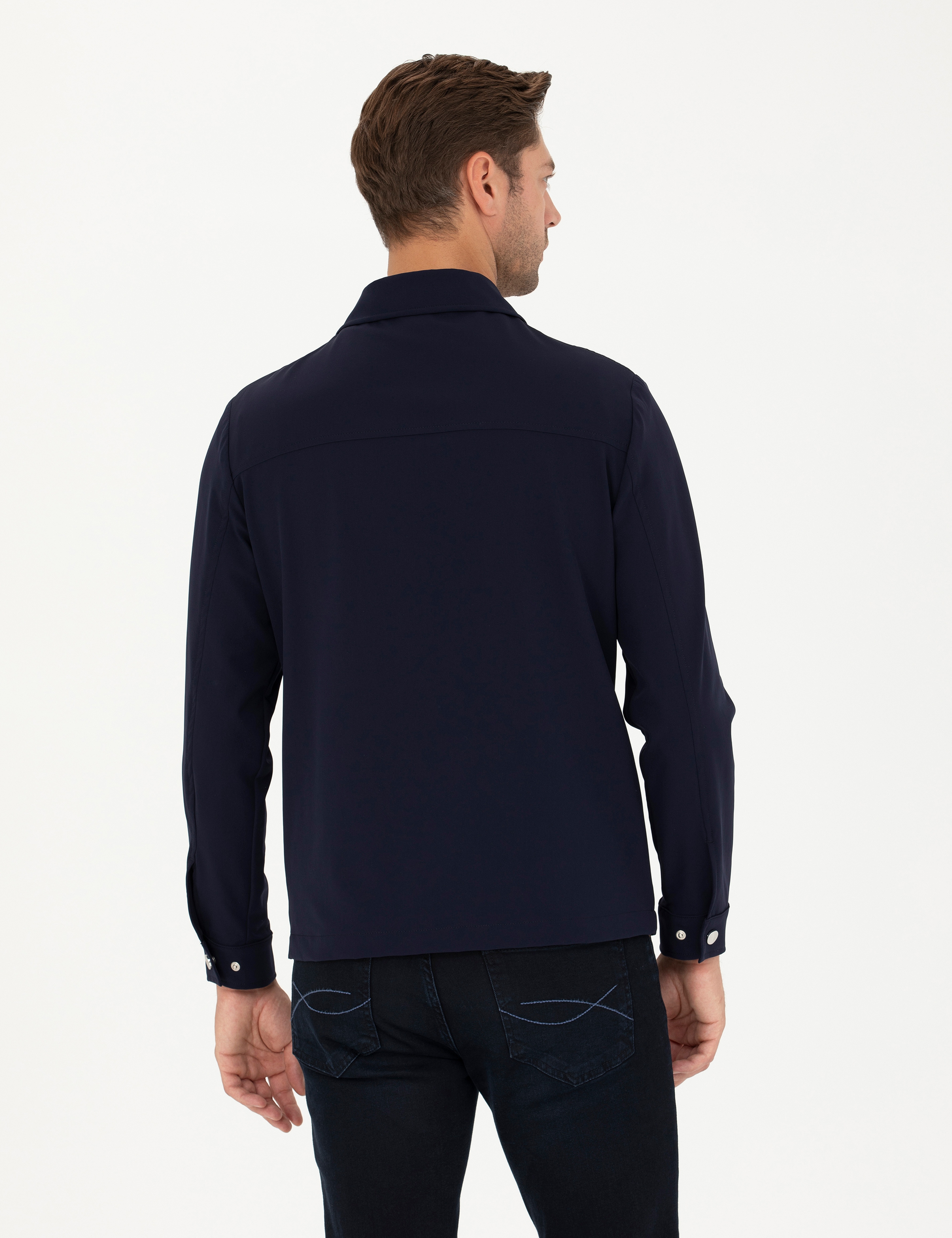 Lacivert Regular Fit Fermuarlı Ceket - Image 5