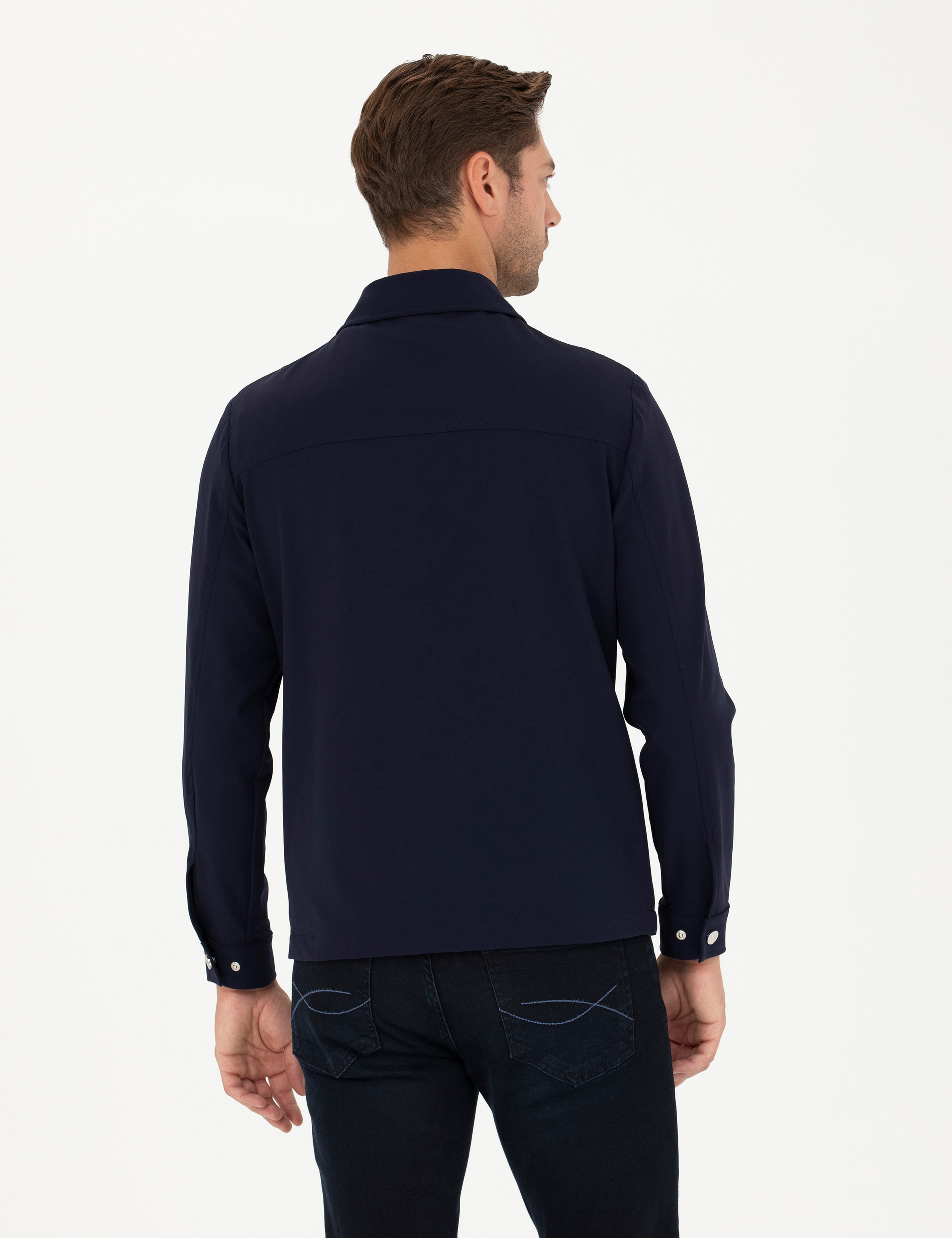 Lacivert Regular Fit Fermuarlı Ceket