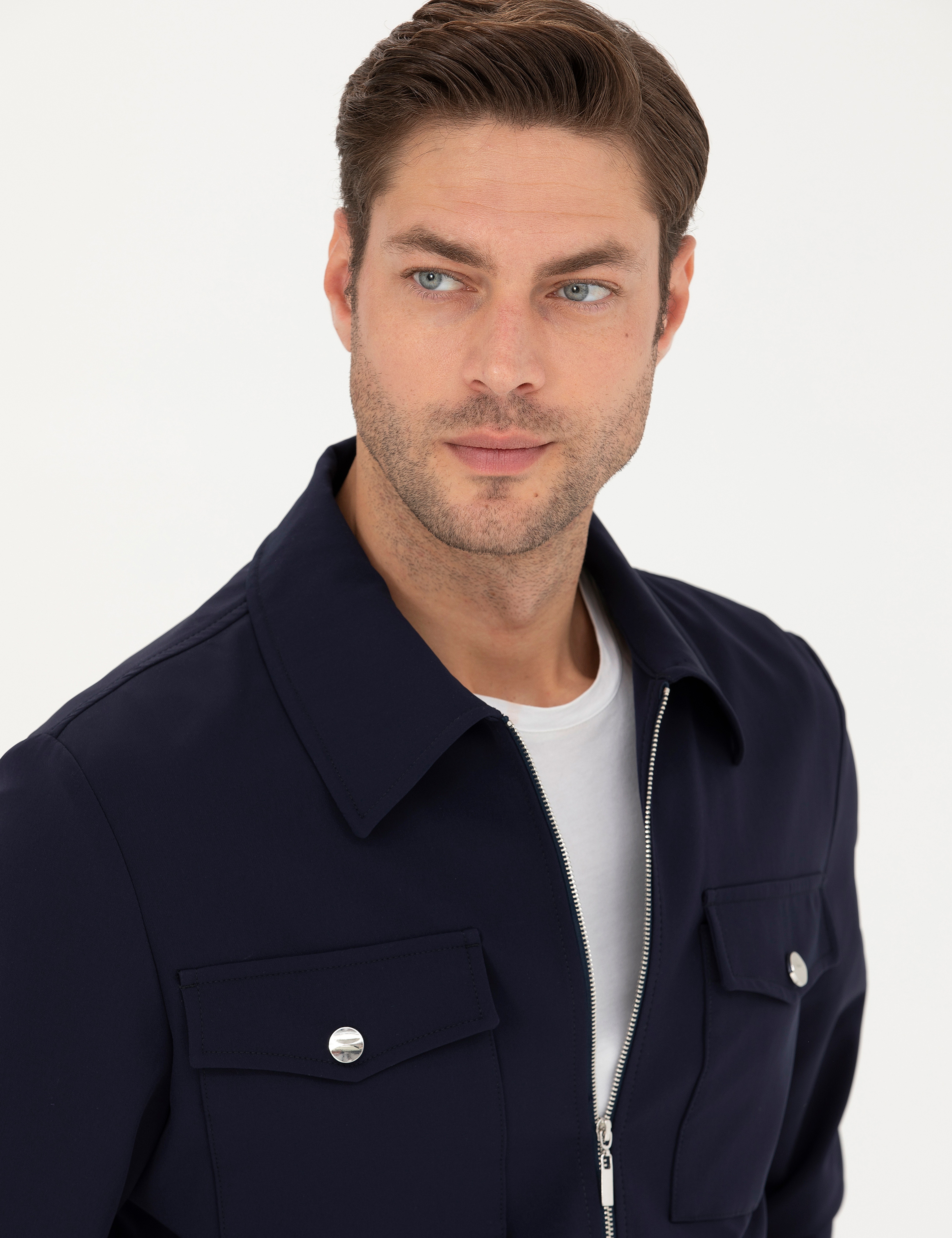 Lacivert Regular Fit Fermuarlı Ceket - Image 2