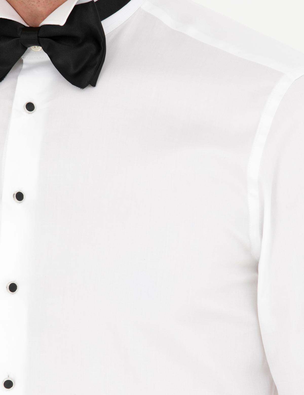 Beyaz Slim Fit Smokin Gömlek - 50277129007