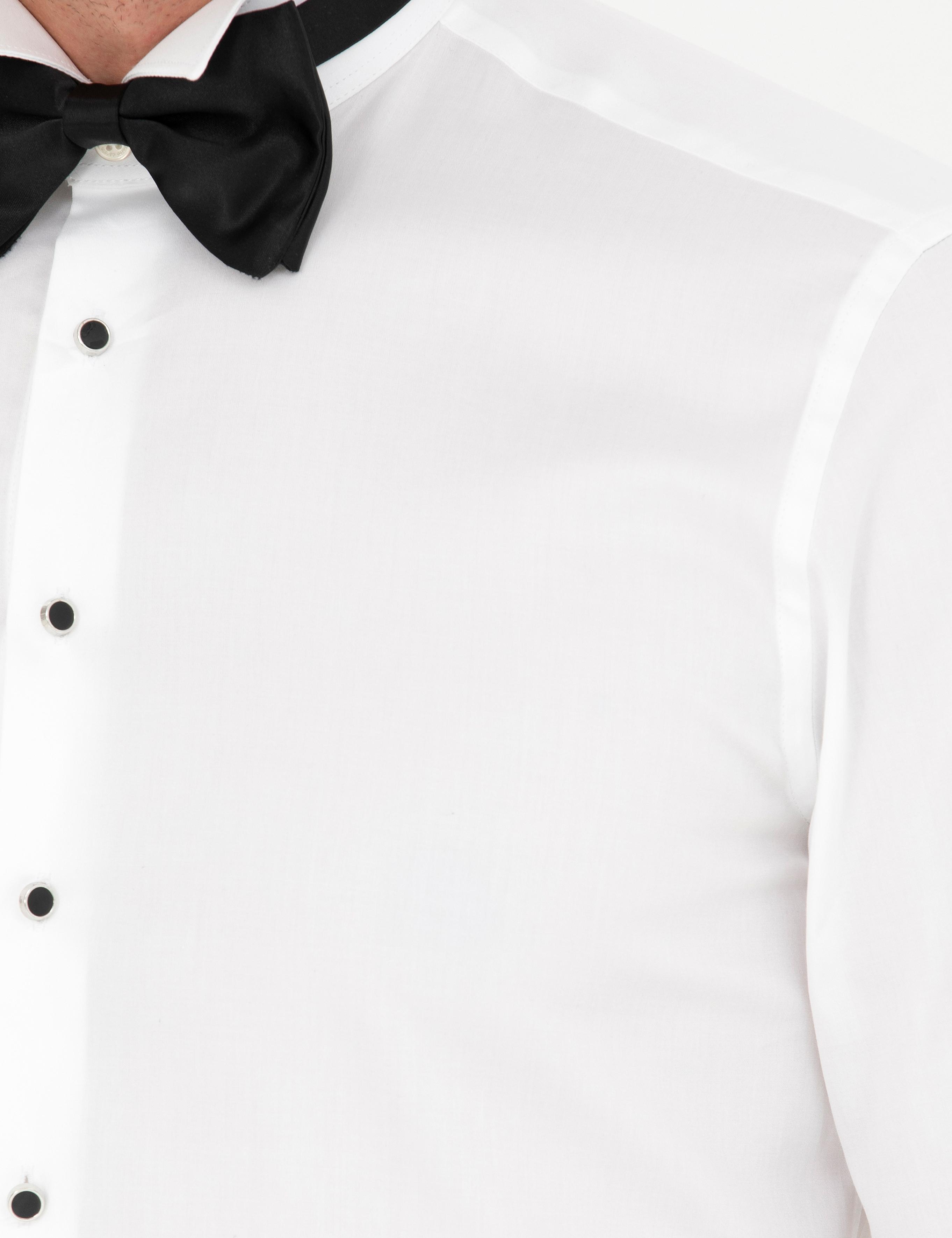 Beyaz Slim Fit Smokin Gömlek