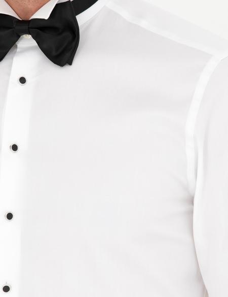 Beyaz Slim Fit Smokin Gömlek - 50277129007