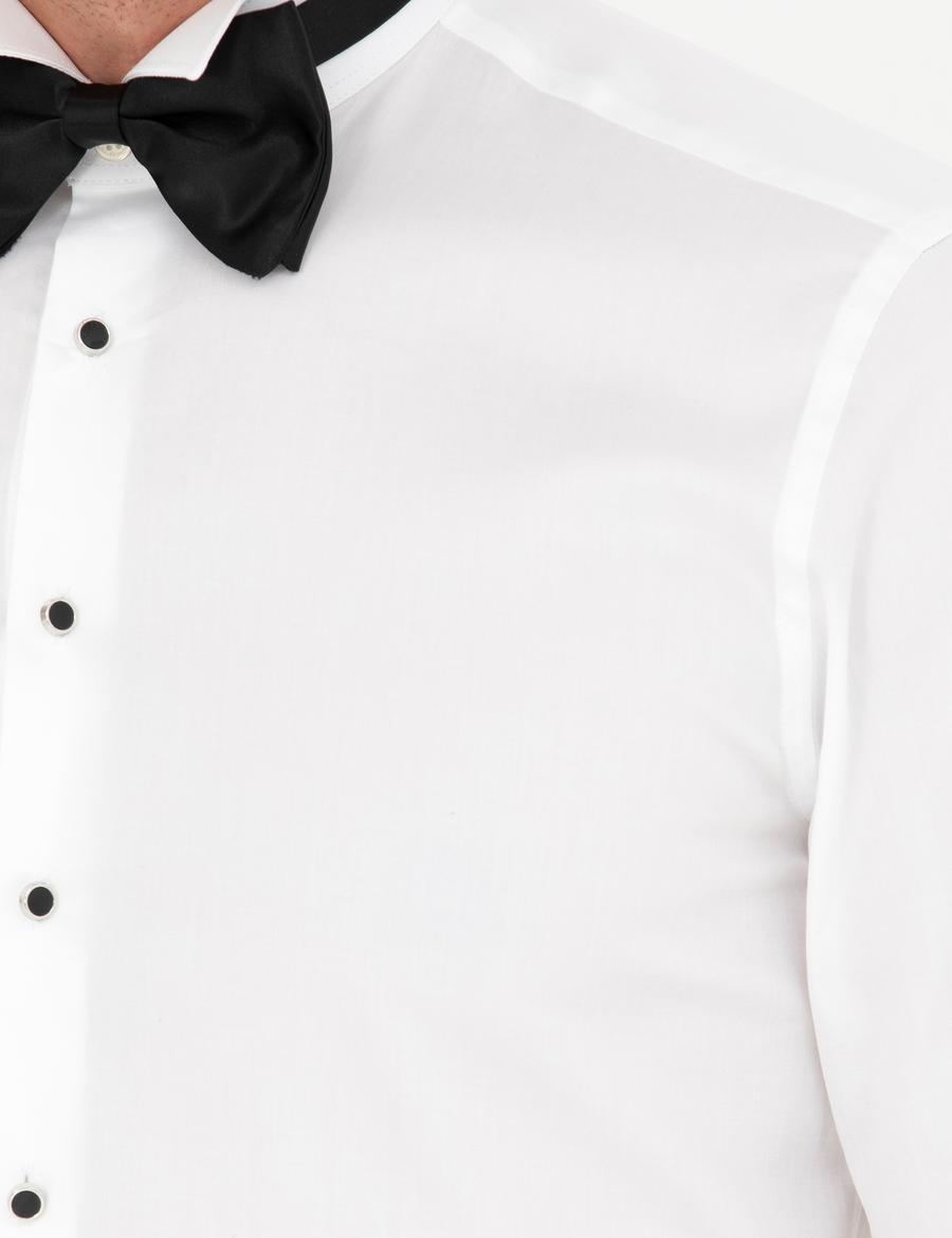 Beyaz Slim Fit Smokin Gömlek