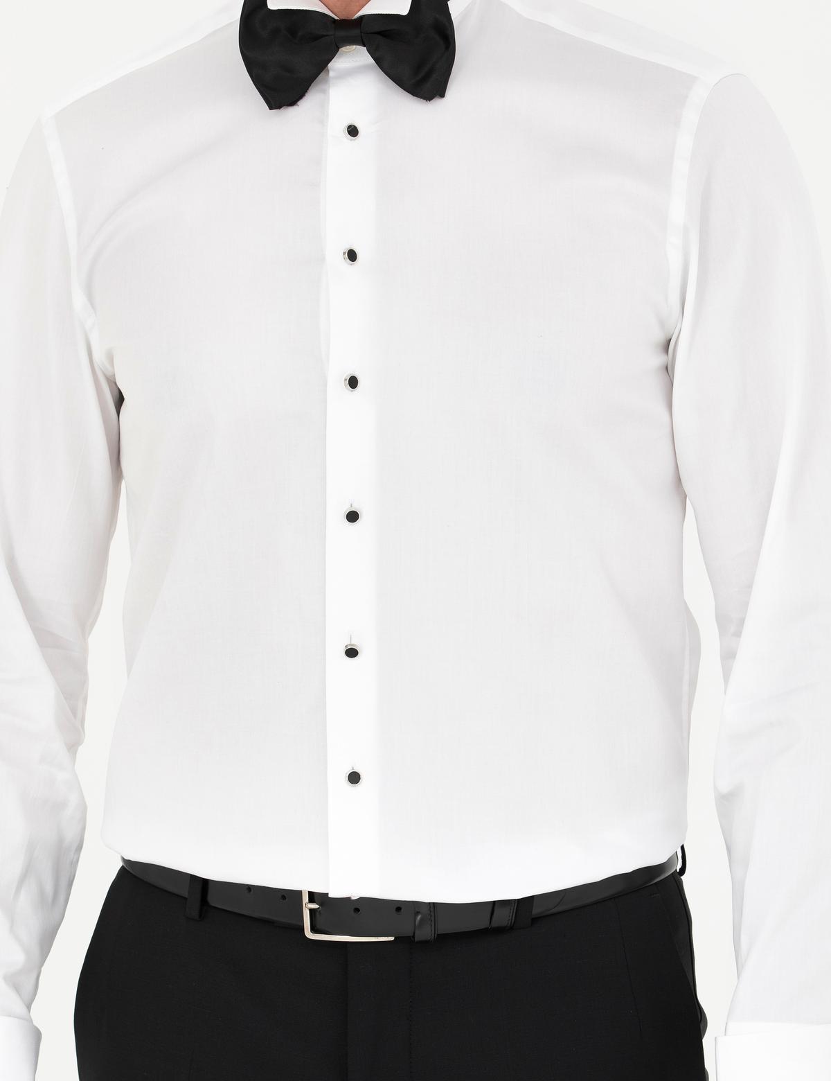 Beyaz Slim Fit Smokin Gömlek - 50277129007