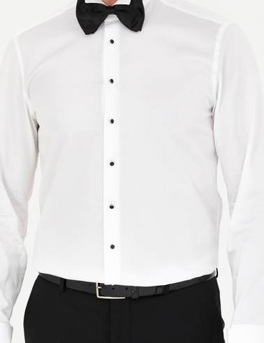 Beyaz Slim Fit Smokin Gömlek