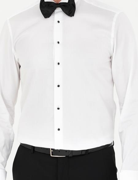 Beyaz Slim Fit Smokin Gömlek - 50277129007
